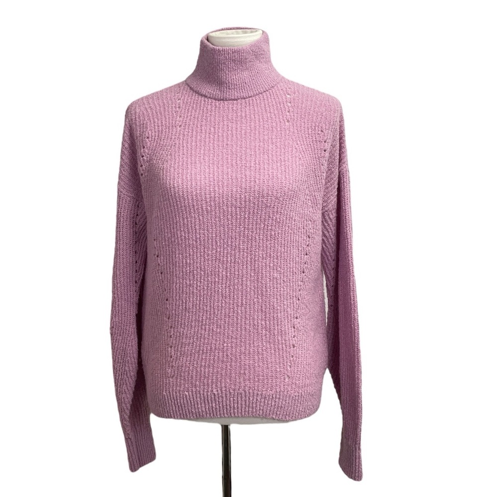 Ann Taylor Long Sleeve Turtleneck Wool blend Sweater, Medium. Light pink purple